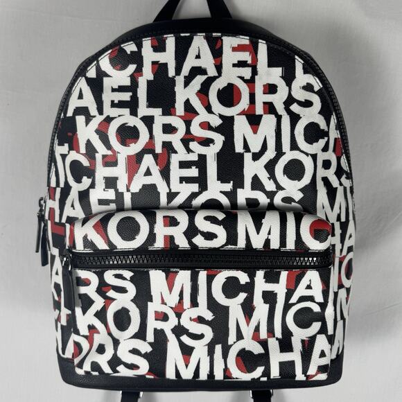EUC Michael Kors Cooper Monogram Backpack Blk/Mandarin 37S0LCOB2B $498 - Picture 1 of 14